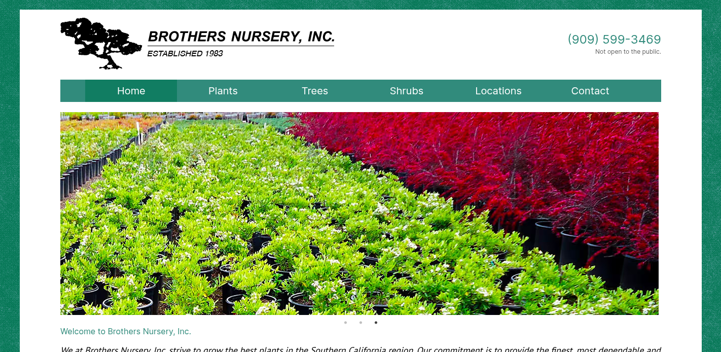 Brothers Nursery Website